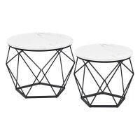 VASAGLE Couchtische-Set rund Spanplatte weiß, 2 Set