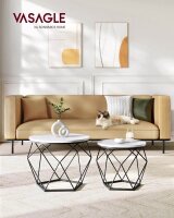 VASAGLE Couchtische-Set rund Spanplatte weiß, 2 Set