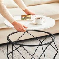 VASAGLE Couchtische-Set rund Spanplatte weiß, 2 Set