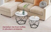 VASAGLE Couchtische-Set rund Spanplatte weiß, 2 Set