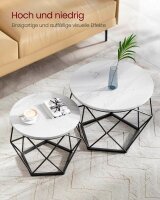 VASAGLE Couchtische-Set rund Spanplatte weiß, 2 Set