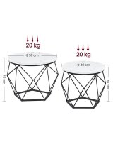 VASAGLE Couchtische-Set rund Spanplatte weiß, 2 Set
