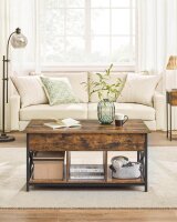 VASAGLE Couchtisch rechteckig Spanplatte braun 95,0 x 60,0 x 48,0 / 62,0 cm, 1 St.