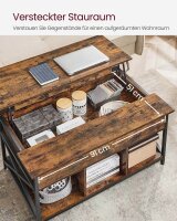 VASAGLE Couchtisch rechteckig Spanplatte braun 95,0 x 60,0 x 48,0 / 62,0 cm, 1 St.
