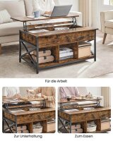 VASAGLE Couchtisch rechteckig Spanplatte braun 95,0 x 60,0 x 48,0 / 62,0 cm, 1 St.