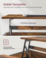 VASAGLE Couchtisch rechteckig Spanplatte braun 95,0 x 60,0 x 48,0 / 62,0 cm, 1 St.