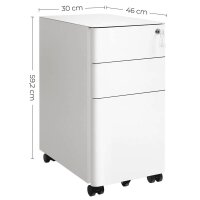 SONGMICS Rollcontainer weiß 3 Auszüge 30,0 x...
