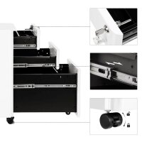 SONGMICS Rollcontainer weiß 3 Auszüge 30,0 x 46,0 x 59,2 cm