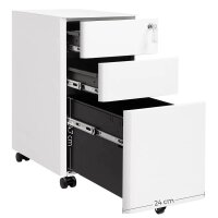 SONGMICS Rollcontainer weiß 3 Auszüge 30,0 x 46,0 x 59,2 cm