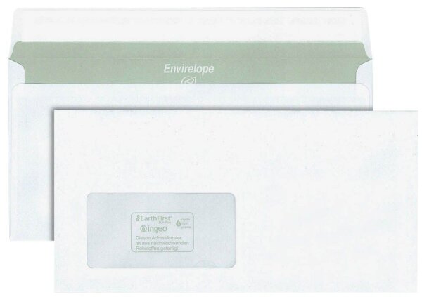 MAILmedia Briefumschläge Envirelope® DIN lang mit Fenster recycling-weiß haftklebend 500 St.
