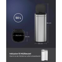 SONGMICS Mülleimer 50,0 l silber