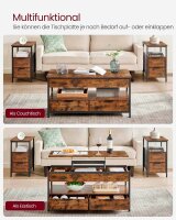 VASAGLE Couchtisch rechteckig Spanplatte braun, schwarz 100,0 x 50,0 x 48,0 - 63,0 cm, 1 St.