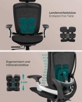 SONGMICS Bürostuhl, OBN068B01 Stoff schwarz, Gestell alu
