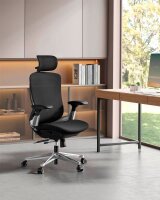 SONGMICS Bürostuhl, OBN068B01 Stoff schwarz, Gestell alu
