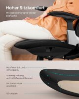 SONGMICS Bürostuhl, OBN068B01 Stoff schwarz, Gestell alu