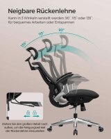 SONGMICS Bürostuhl, OBN068B01 Stoff schwarz, Gestell alu