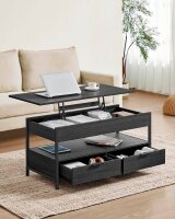 VASAGLE Couchtisch rechteckig Spanplatte schwarz 100,0 x 50,0 x 48,0 - 63,0 cm, 1 St.