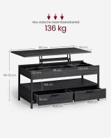 VASAGLE Couchtisch rechteckig Spanplatte schwarz 100,0 x 50,0 x 48,0 - 63,0 cm, 1 St.
