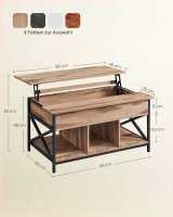 VASAGLE Couchtisch rechteckig Spanplatte hellbraun 95,0 x 60,0 x 48,0 / 62,0 cm, 1 St.