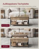 VASAGLE Couchtisch rechteckig Spanplatte hellbraun 95,0 x 60,0 x 48,0 / 62,0 cm, 1 St.