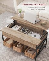 VASAGLE Couchtisch rechteckig Spanplatte hellbraun 95,0 x 60,0 x 48,0 / 62,0 cm, 1 St.
