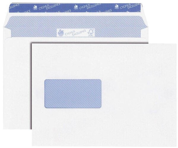 MAILmedia Briefumschläge Cygnus Excellence® DIN C5 mit Fenster hochweiß haftklebend 500 St.