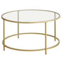 VASAGLE Couchtisch rund Glas gold 84,0 x 84,0 x 45,5 cm,...