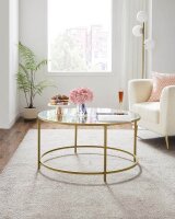 VASAGLE Couchtisch rund Glas gold 84,0 x 84,0 x 45,5 cm,...