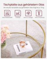 VASAGLE Couchtisch rund Glas gold 84,0 x 84,0 x 45,5 cm, 1 St.
