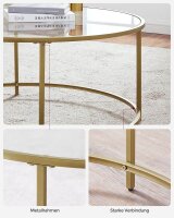 VASAGLE Couchtisch rund Glas gold 84,0 x 84,0 x 45,5 cm, 1 St.