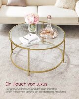VASAGLE Couchtisch rund Glas gold 84,0 x 84,0 x 45,5 cm, 1 St.