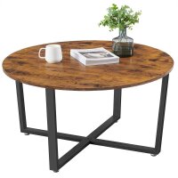 VASAGLE Couchtisch rund Spanplatte braun 88,0 x 88,0 x...