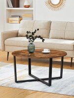 VASAGLE Couchtisch rund Spanplatte braun 88,0 x 88,0 x 47,0 cm, 1 St.