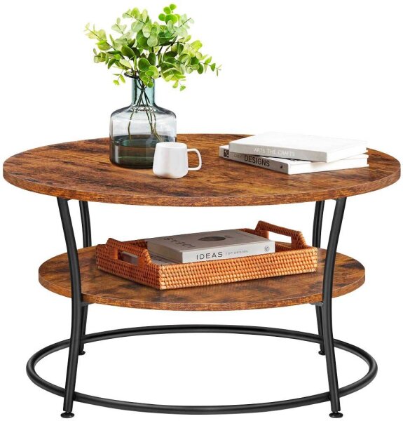 VASAGLE Couchtisch rund Spanplatte braun 80,0 x 80,0 x 45,0 cm, 1 St.