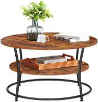 VASAGLE Couchtisch rund Spanplatte braun 80,0 x 80,0 x...