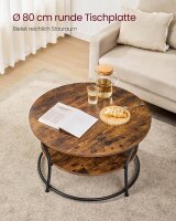 VASAGLE Couchtisch rund Spanplatte braun 80,0 x 80,0 x 45,0 cm, 1 St.