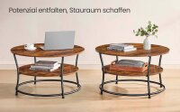 VASAGLE Couchtisch rund Spanplatte braun 80,0 x 80,0 x 45,0 cm, 1 St.