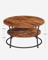 VASAGLE Couchtisch rund Spanplatte braun 80,0 x 80,0 x 45,0 cm, 1 St.
