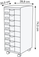 PAPERFLOW Bürowagen grau 28,8 x 35,0 x 74,5, ohne...