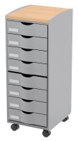 PAPERFLOW Bürowagen grau 28,8 x 35,0 x 74,5, ohne Rollen 69,0 cm