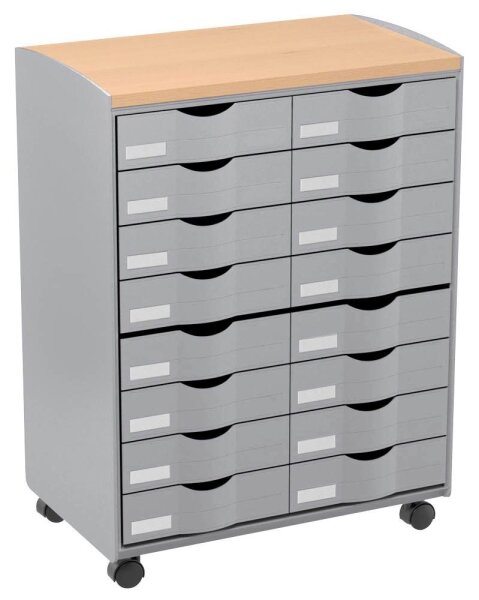 PAPERFLOW Bürowagen grau 55,2 x 35,0 x 74,5, ohne Rollen 69,0 cm