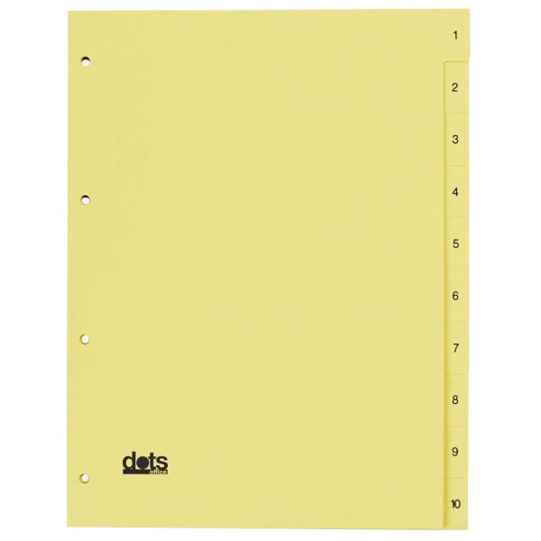 dots Ordnerregister DIN A4 Vollformat 1-10 gelb 10-teilig, 5 Satz