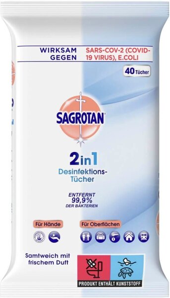 SAGROTAN® Desinfektionstücher 2in1 1-lagig weiß, 1 St.