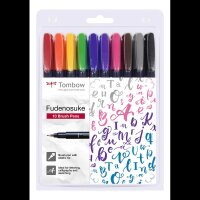 Tombow Fudenosuke Brush-Pens farbsortiert, 1 Set