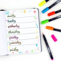 Tombow Fudenosuke Neon Brush-Pens farbsortiert, 1 Set