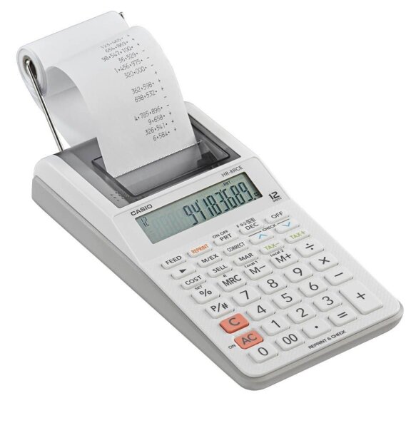 CASIO HR-8RCE Tischrechner druckend weiß