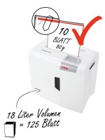 HSM shredstar S10 Aktenvernichter mit Streifenschnitt P-2, 6 mm, bis 10 Blatt, weiß