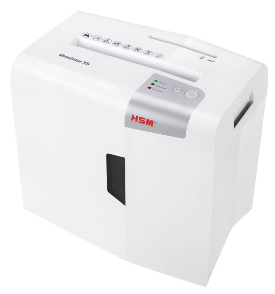 HSM shredstar X5 Aktenvernichter mit Partikelschnitt P-4, 4,5 x 30 mm, bis 5 Blatt, weiß