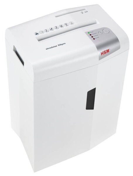HSM shredstar X6pro Aktenvernichter mit Partikelschnitt P-5, 2 x 15 mm, bis 6 Blatt, weiß