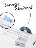 HSM shredstar X6pro Aktenvernichter mit Partikelschnitt P-5, 2 x 15 mm, bis 6 Blatt, weiß